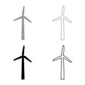 Wind generator set icon grey black color vector illustration image flat style solid fill outline contour line thin Royalty Free Stock Photo