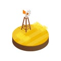 Wind generator and solar panels desert icon Royalty Free Stock Photo