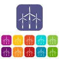 Wind generator turbines icons set flat