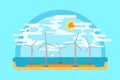 Wind generators sea Vector flat ground