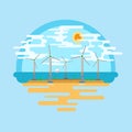 Wind generators sea Vector flat