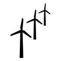 Wind generators turbine power Windmill clean energy concept icon black color vector illustration image flat style
