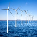 Wind generators turbines in sea Royalty Free Stock Photo