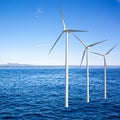 Wind generators turbines in the sea Royalty Free Stock Photo