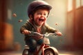 With the wind in his hair and a heart full of glee, this little guy rides his bike with a contagious happiness