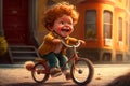 With the wind in his hair and a heart full of glee, this little guy rides his bike with a contagious happiness