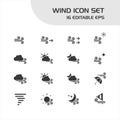 Wind icon set. Weather and map vector illustration