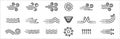 Wind icon set. Winds vector icons set. Wind air movement for weather and forecast symbol. Contains sign of storm, tornado, and