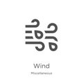 wind icon vector from miscellaneous collection. Thin line wind outline icon vector illustration. Outline, thin line wind icon for Royalty Free Stock Photo
