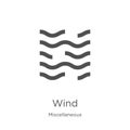 wind icon vector from miscellaneous collection. Thin line wind outline icon vector illustration. Outline, thin line wind icon for Royalty Free Stock Photo