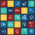 Wind icons set on color squares background for graphic and web design, Modern simple vector sign. Internet concept. Trendy symbol Royalty Free Stock Photo