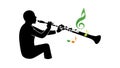 Wind Instrument Player Silhouette with Musical Notes, vector design Generative AI Royalty Free Stock Photo