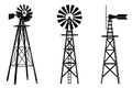 Windmill silhouette illustration vector on white background Royalty Free Stock Photo