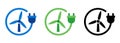 Wind mill generator plant green energy eco friendly power electricity symbol circle plug cord