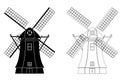Silhouette of Traditional windmill Vector illustration