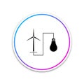 Wind mill turbine generating power energy and glowing light bulb icon on white background. Alternative natural renewable Royalty Free Stock Photo