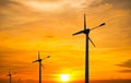 Wind Mill Turbine Power Energy Generator Farm Electric on Sunset Renewable Sustainable Environment Field Farm Plant Technology Eco