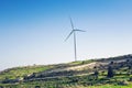 Wind mills during bright summer day Royalty Free Stock Photo