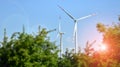 Wind mills during bright summer day Royalty Free Stock Photo