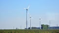 Wind mills during bright summer day Royalty Free Stock Photo