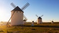 Wind mills at Campo de Criptana in evening sun