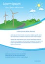 Wind mills on hill - vector template of advertisement. Banner for ecology