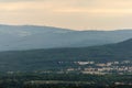 Wind mills in smoke air. Czech republic Royalty Free Stock Photo