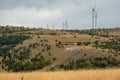 Wind mills on wind farm in Mostar, Bosnia and Herzegovina. Green energy, decarbonization, sustainable energy