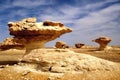 Wind modeled rock sculptures in white desert egypt