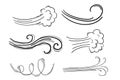 Wind motion doodle line swirl hand drawn steam weather blow isolated on white background. Atmosphere action element.