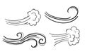 Wind motion doodle line swirl hand drawn steam weather blow isolated on white background. Atmosphere action element.