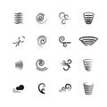 Wind, motion vector icons set