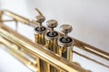 Wind musical instrument brass trumpet with pump screws Royalty Free Stock Photo
