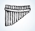 Wind musical instrument Pan Flute. Vector doodle symbol Royalty Free Stock Photo