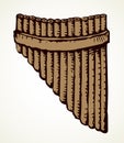 Wind musical instrument Pan Flute. Vector doodle symbol Royalty Free Stock Photo