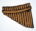 Wind musical instrument Pan Flute. Vector doodle symbol Royalty Free Stock Photo