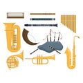 Wind musical instruments vector.