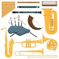 Wind musical instruments vector.