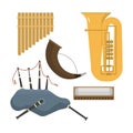 Wind musical instruments vector.