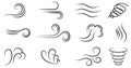 Wind outline icon set Royalty Free Stock Photo