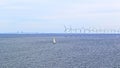 Wind park and ÃËresund Bridge Baltic Sea seascape