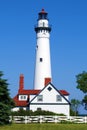 Wind Point Lighthouse Racine Wisconsin WI Brick Historic Light House Lake Michigan Great Lake History Bright sunny Day Blue Sky Royalty Free Stock Photo