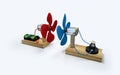 Wind power generation experiment isolated. Renewable energy. Free energy. Wind turbine. 3D Rendering.
