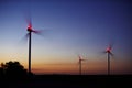 Wind power generation, Wind turbines on farmland at night Royalty Free Stock Photo