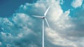 Wind power generators on sky background. Royalty Free Stock Photo