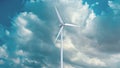 Wind power generators on sky background. Royalty Free Stock Photo