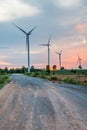 Wind power installations in agriculture the country. Royalty Free Stock Photo