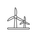 Wind power plant icon in flat style. Turbine vector illustration on white isolated background. Air energy sign business concept Royalty Free Stock Photo