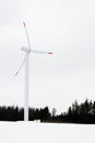 Wind power plant on snow plain