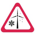 Wind power plant, warning sign, vector icon